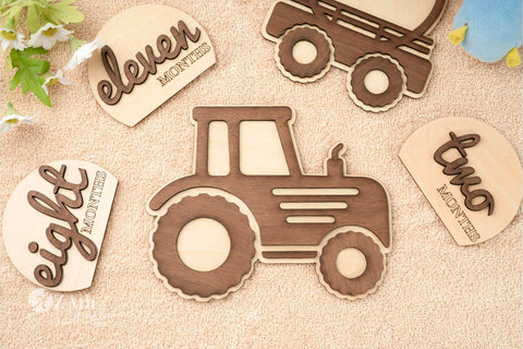 Little Farmer's First Year Milestones: Vintage Tractor Wooden Signs
