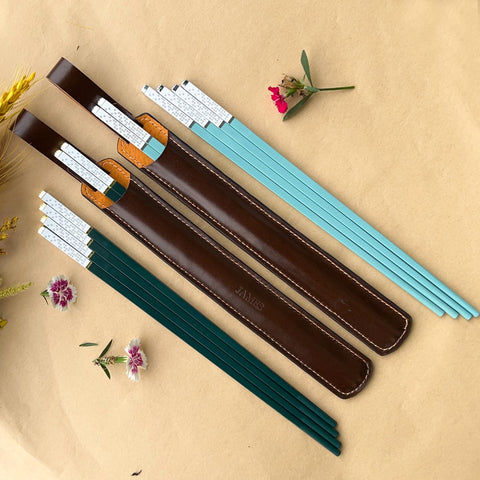 Personalized Fiberglass Chopsticks Pouch Leather.